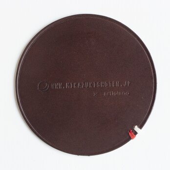 【コラボ商品】おうち時間を楽しむレザコースター（丸型）チョコ　イタリアンレザー　革　雑貨　mk-01buの画像