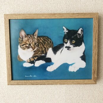 猫イラスト　「青い猫」（複製画）