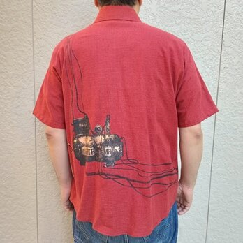 善工房×Ubatamaコラボシャツ（コンプレッサー）朱赤の画像