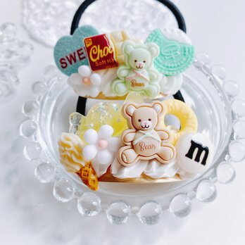 pastel bear 2点セット　lemon＆mint お菓子のヘアゴム  ゆめかわフェイクスイーツの画像