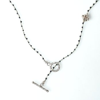 Mantel braid necklace 'pearl・onyx'