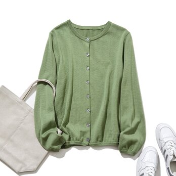 "1番"頼れる♪至福着心地　シンプルデザイン綿カーディガン長袖　薄い緑色230301-2の画像