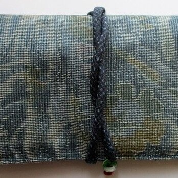 ６９９４　色大島紬の着物で作った和風財布・ポーチ　＃送料無料の画像