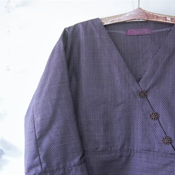 展示品　大島紬　深紫いろのチュニック　着物リメイクの画像