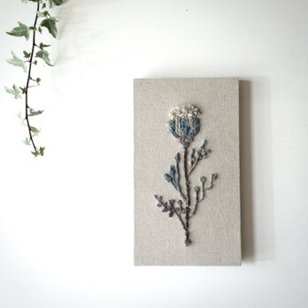 【一点もの】刺繍　ファブリックパネル　『Flower,b.』の画像