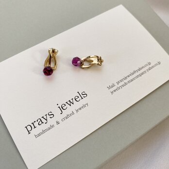 Vintage Swarovski ヴィンテージスワロフスキークリスタル大人ピンクの一粒クリップオンイヤリングの画像
