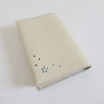 文庫本サイズ《ゴートスキン》HANABIRA・クリーム・ソフトシュリンク・一枚革のブックカバー・0799の画像