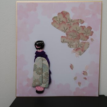 桜と舞妓さん　押絵の画像
