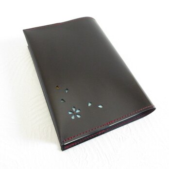 文庫本サイズ《ゴートスキン》HANABIRA・ブラック・スムース・一枚革のブックカバー・0794の画像
