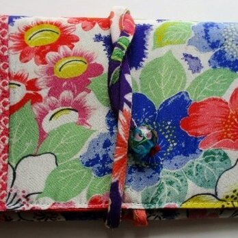 ７０１１　絞りと花柄の着物で作った和風財布・ポーチ＃送料無料の画像