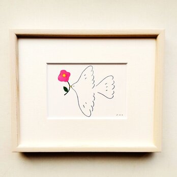 イラスト 原画「春を運ぶ」※木製額縁入り（インチサイズ）インテリアアート　特集掲載作品＊