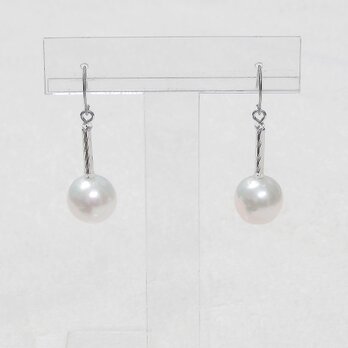 再販_11.0-10.5mm本真珠（淡水パール）のピアス（ナチュラルカラー、ホワイト、チタン、U字フック、両耳用）の画像