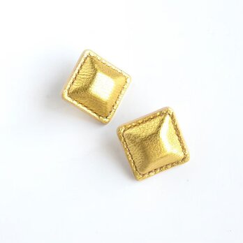 Shiny Airas~square~【レザーピアス/イヤリング】“Gold”の画像