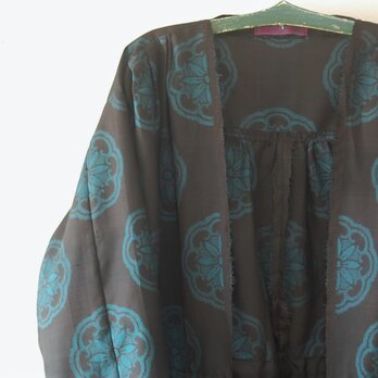 展示品　大島紬　華紋のロングはおり　着物リメイクの画像