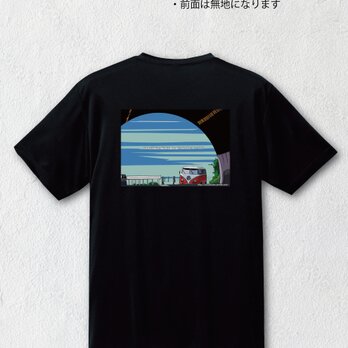 湘南イラスト・Tシャツ（バックプリント）　 「トンネルを抜けて２」材木座のトンネルを駆け抜けるワーゲンバスの画像