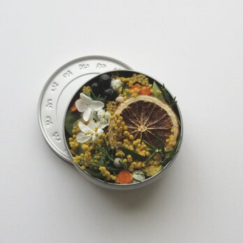tea cans flowers・orange &mimosa＊受注制作の画像