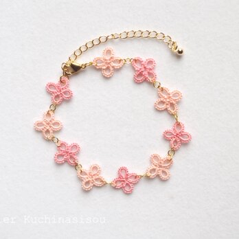 【受注製作】タティングレースの小花のブレスレット〈桜〉の画像