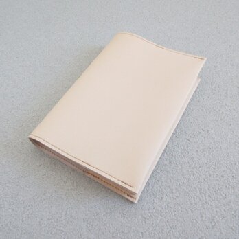 文庫本サイズ《ゴートスキン》クリーム・ソフトスムース・一枚革のブックカバー・0804の画像