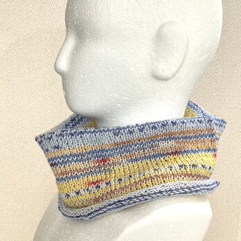 サラッと爽やかスリーシーズン使用のネックウォーマー– – Opal毛糸、ブルー&イエローの画像