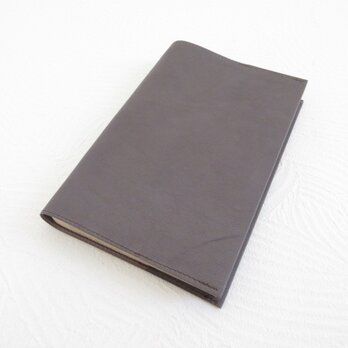 新書サイズ、コミック対応《ゴートスキン》グレー・一枚革のブックカバー・0803の画像