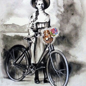 自転車の少女の画像