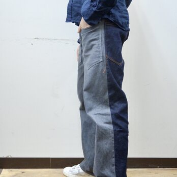ストレートシルエットNo.301　 2tone jeans グレー×濃いめインディゴ　の画像