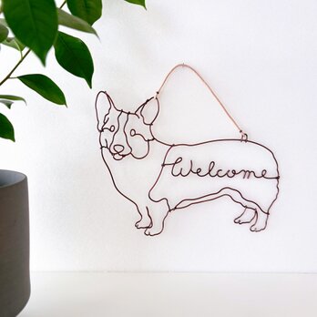 【 受注制作 】コーギーWelcomeシルエットオーナメント