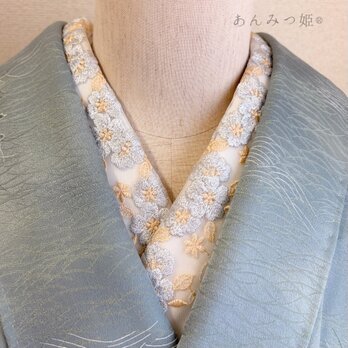 洗える刺繍半衿 銀花