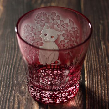 切子ロックグラス「桜」の画像