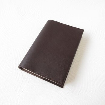 《ゴートスキン》文庫本サイズ対応・一枚革のブックカバー・ダークブラウン・0697の画像