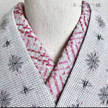 綿の刺繍半衿 フーシェピンクの画像