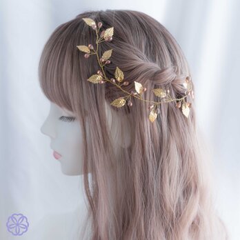 小枝アクセサリー【ひまり】ブライダル　結婚式　ウェディング　ヘアアクセサリー　ヘッドドレスの画像