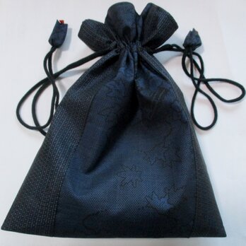 ７０４２　大島紬の着物で作った巾着袋＃送料無料の画像