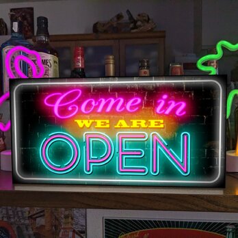 【Lサイズ/オールジャンル対応】オープン OPEN 営業中 開店 店舗 サイン ランプ 看板 置物 雑貨 ライトBOXの画像