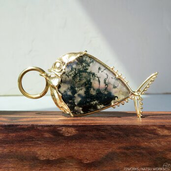 モス アゲート フィッシュ チャーム / Moss Agate Fish charms llの画像