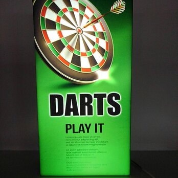 【Lサイズ】ダーツ BAR ゲーム DARTS プレイヤー サイン ランプ 看板 置物 雑貨 ライトBOX 電飾看板の画像