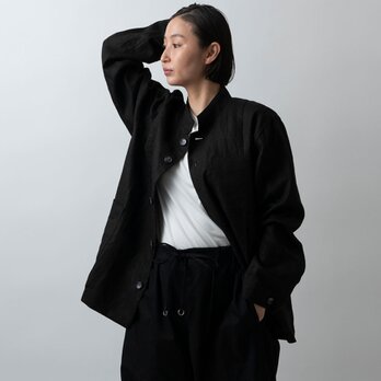 【再入荷】木間服装製作 jacket リネン black｜unisex freesizeの画像