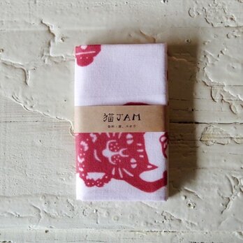 植物で染めた手ぬぐい　「猫JAM」