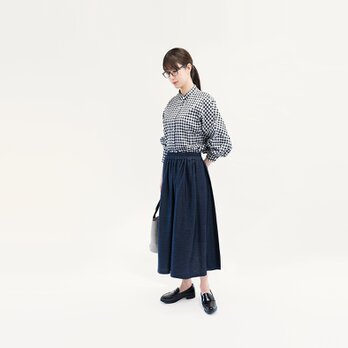 ★OUTLET SALE20％OFF★ 1年中はける 岡山デニム 色落ちしない 濃紺 ロングスカート ●IRIS-FORTE●の画像