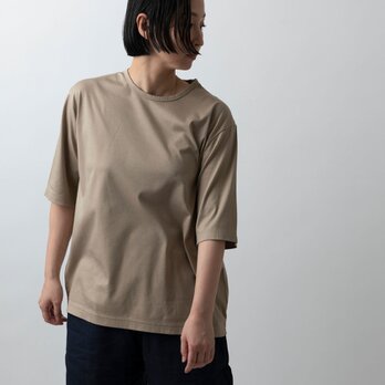 【在庫限り】HANDROOM WOMEN'S クルーネック5分袖Tシャツ ベージュ｜ladiesの画像