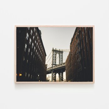 マンハッタン橋 / アートポスター インテリア 2L〜 アート写真 粒子 横長 アメリカ 建築物 マンハッタンブリッジの画像