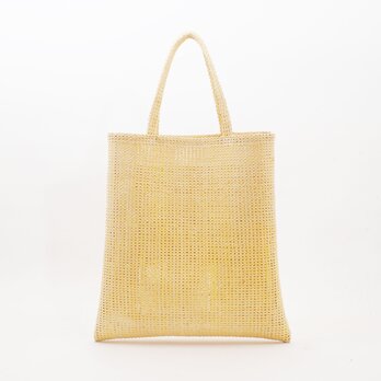 mesh fake leather hand bag（イエロー）人工皮革/33×33/MB010の画像