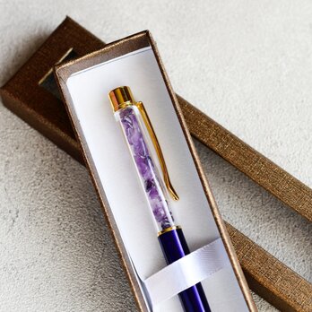 【アメジスト・ボールペン】紫色 古希祝い・喜寿祝い・ご夫婦ペアギフトに（男性にも）の画像