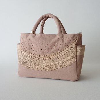 antique lace standard bag [pink beige]の画像