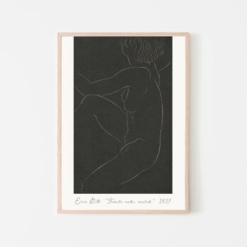 エリックギル Female nude, seated. / アートポスター 縦長 女性 イラスト 体 モノトーンの画像