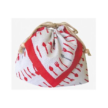 風呂敷 弁当巾着 綿 日本のかたち カトラリー・赤の画像