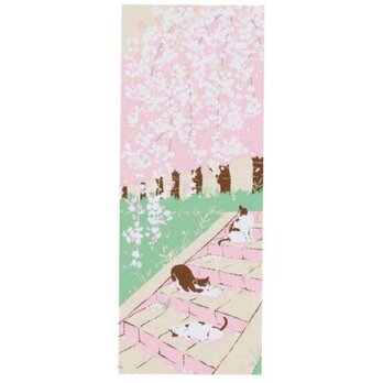 手ぬぐい 綿 　日本のかたち　日向ぼっこ　ねこ　桜の画像
