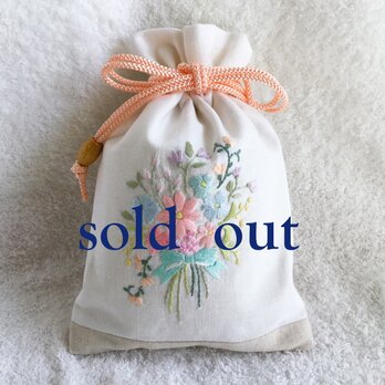 花刺繍の巾着～花束～