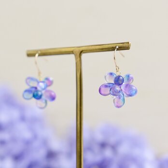 リニューアル【14kgfピアス】紫陽花　ガラスの画像