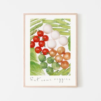 野菜のポスター / アートポスター カラー 縦長 ミニマル ベジタブル 野菜 トマト キャベツ 玉ねぎ 豆の画像